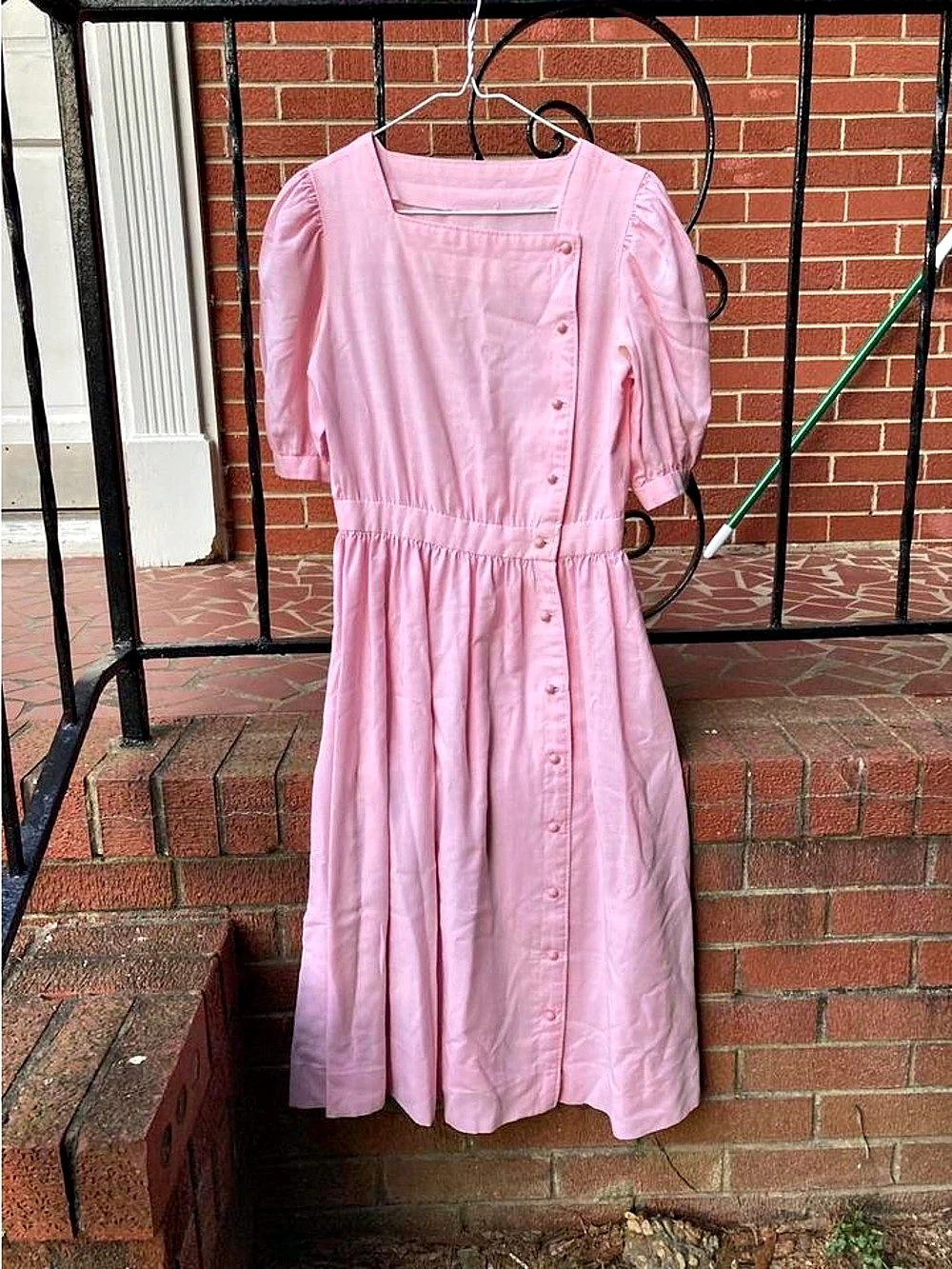 Vintage handmade bubblegum pink button up dress